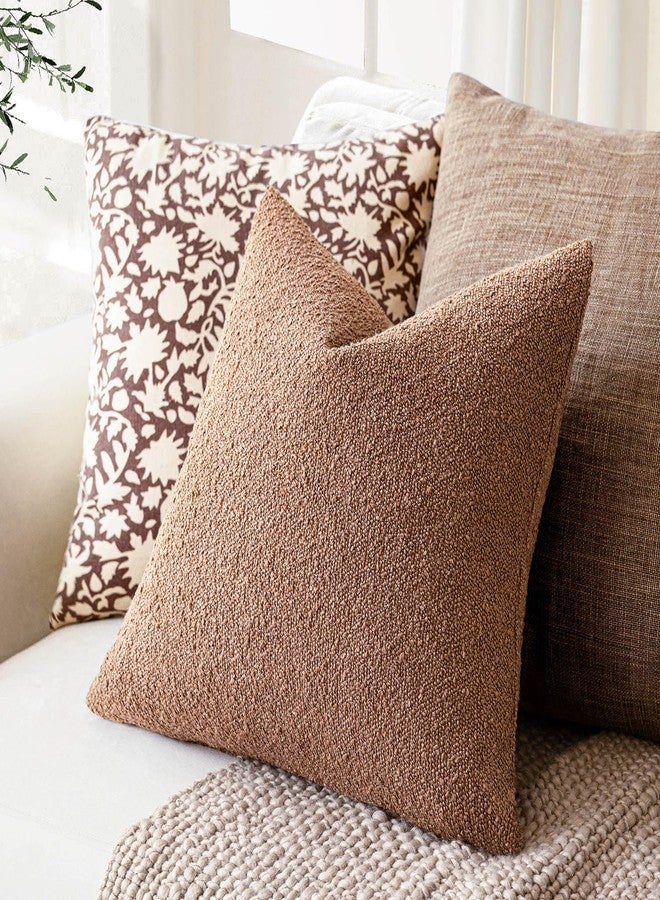 Foindtower Pack of 2 Textured Boucle Throw Pillow Covers Accent Solid Pillow Cases Cozy Soft Decorative Couch Cushion Case for Chair Sofa Bedroom Living Room Home Decor 20x20 Inch Dusty Orange Hazel - Image 5